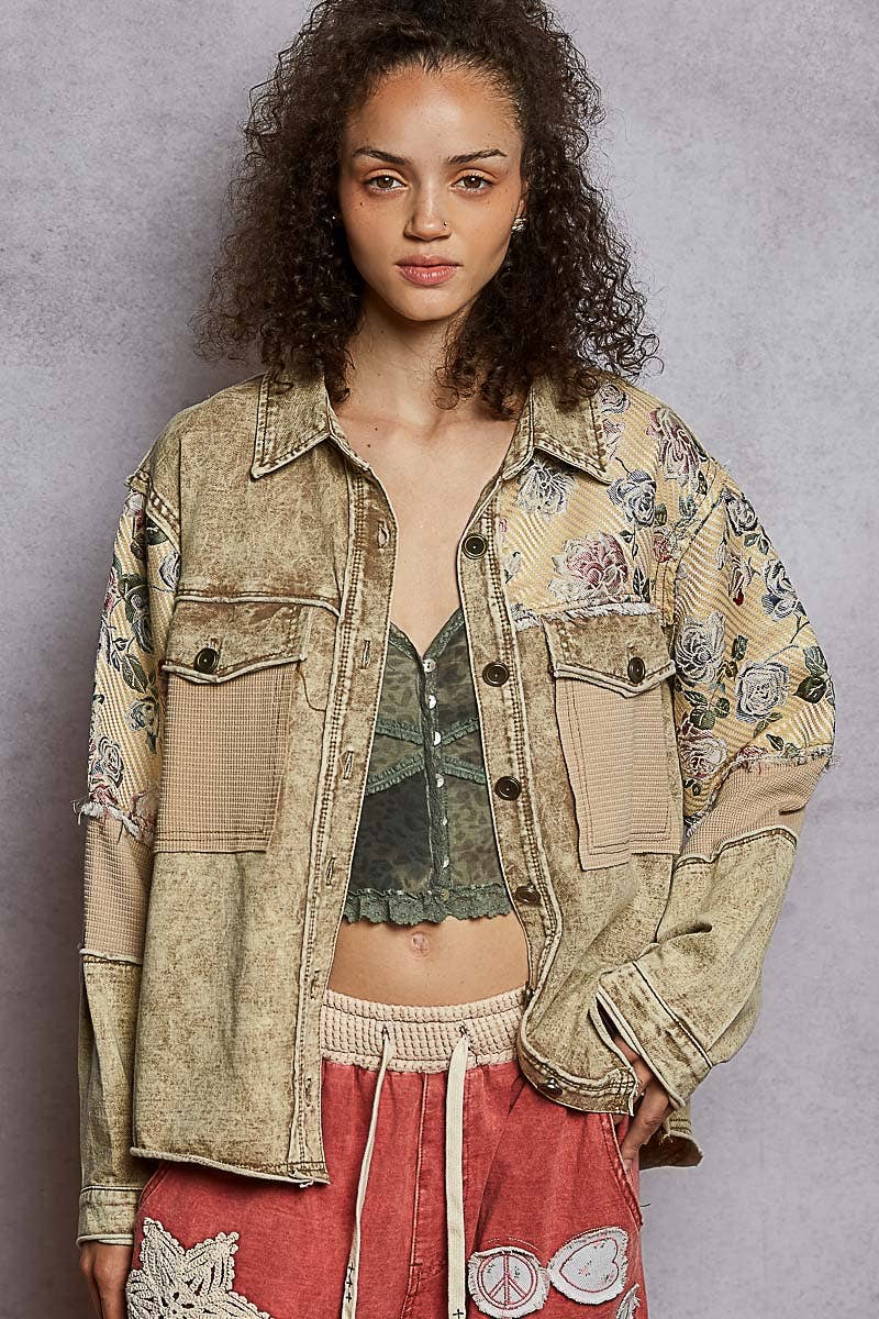 Pol Clothing - Wholesale Jacket - Women's - Long Sleeve French Terry Contrast Animal or Floral Jacket7