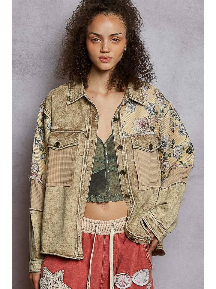 Pol Clothing - Wholesale Jacket - Women's - Long Sleeve French Terry Contrast Animal or Floral Jacket7