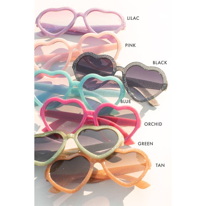 Space 46 Wholesale - Wholesale Sunglasses - Kids - Kids Toddler Glitter Jelly Heart Sunglasses