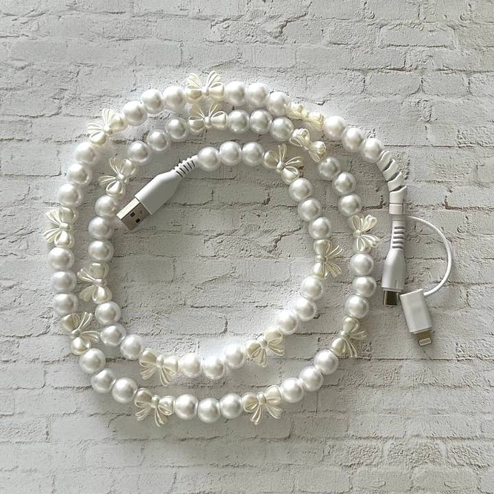 Cabo de Carregamento de Telefone com Contas 2 em 1 USB-C Cordão Pérola Laço por atacado de iconic mi