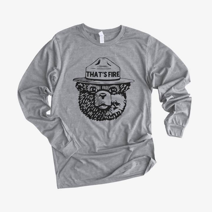 208 Tees - Wholesale Screen Printed T-Shirt - Unisex - Funny That's Fire Bear Long Sleeve