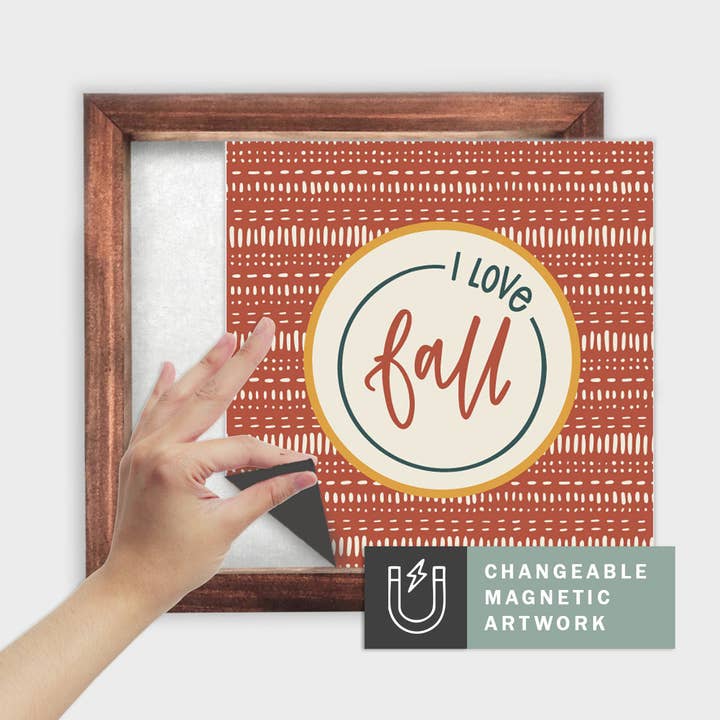 Magnetisk sæsonbestemt dekorindsats til udskifteligt skilt (Medium): Boho I Love Fall | Thanksgiving og efterår | Magnetisk skiltblank sælges separat for engroshandel hos Simpler Seasons Decor