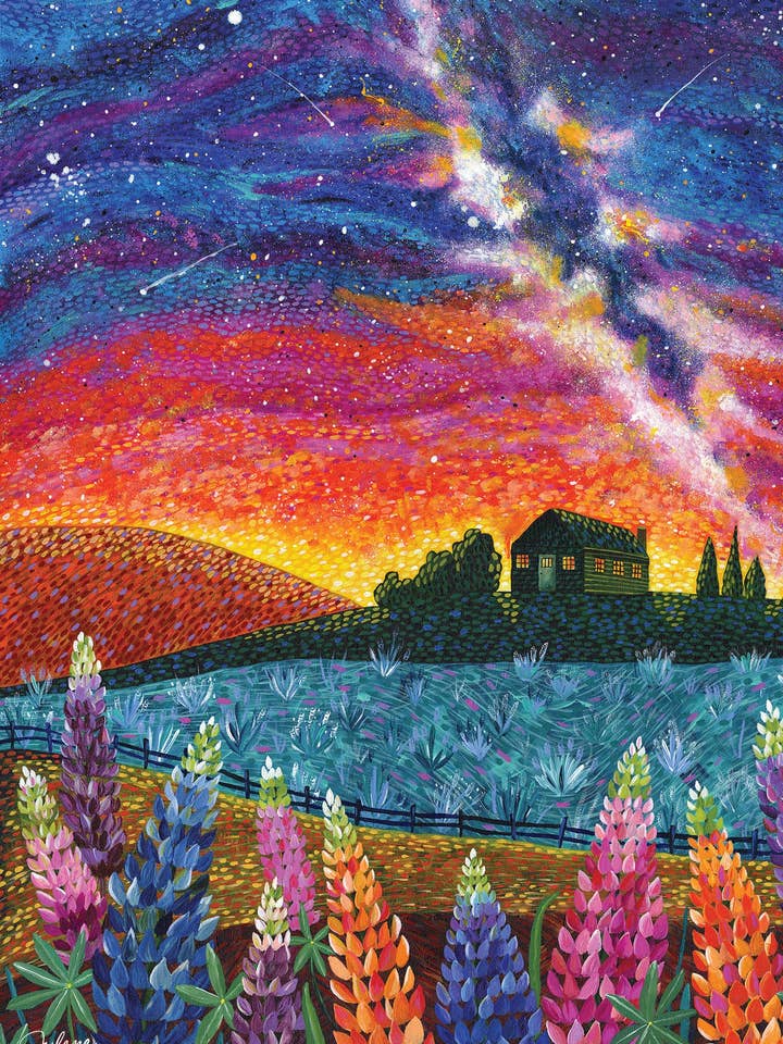 Carte de voeux Lupin Milky Way pour la vente par Julene Ewert