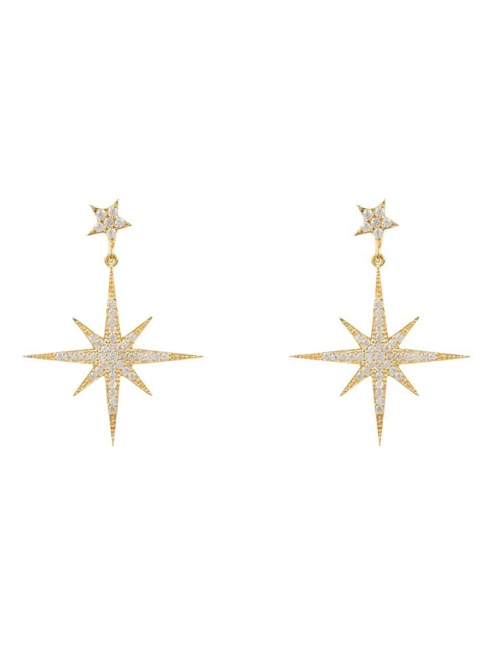 Petite Star burst Drop Earrings Gold for wholesale by Latelita
