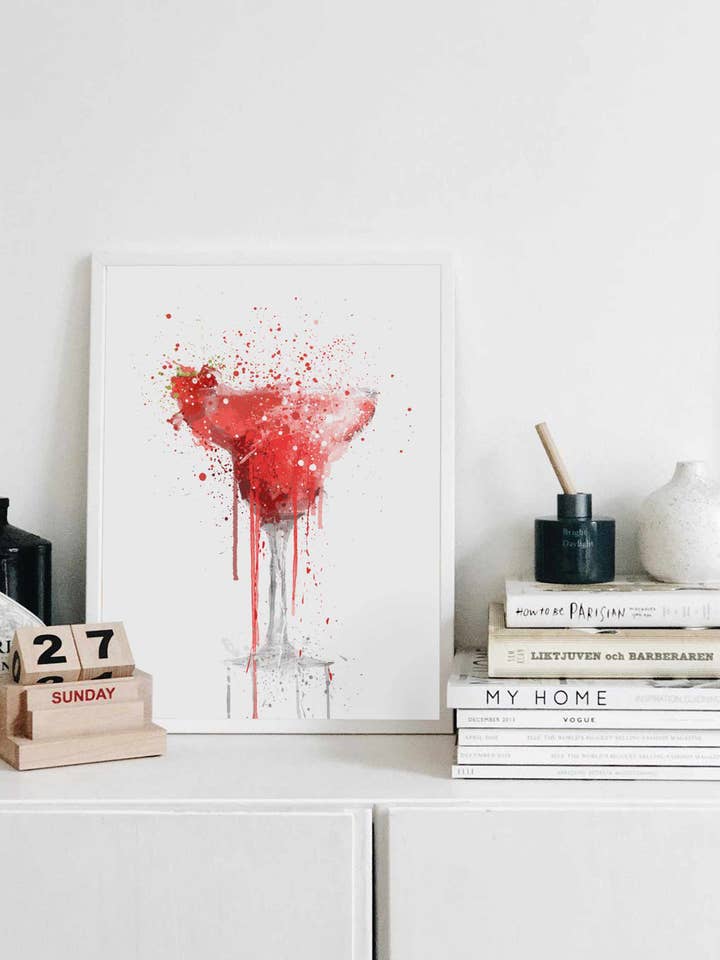 Impressão de arte de parede de coquetel de morango Daiquiri por atacado de We Love Prints