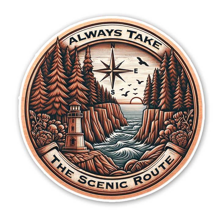 Scenic Route Sticker for wholesale by Sticker Atlas