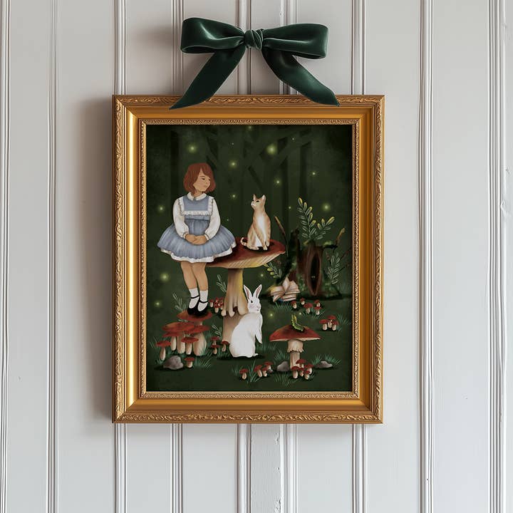 Impression artistique d'une forêt de champignons, 11 x 14 pour la vente par The Crafted Goat Artistry