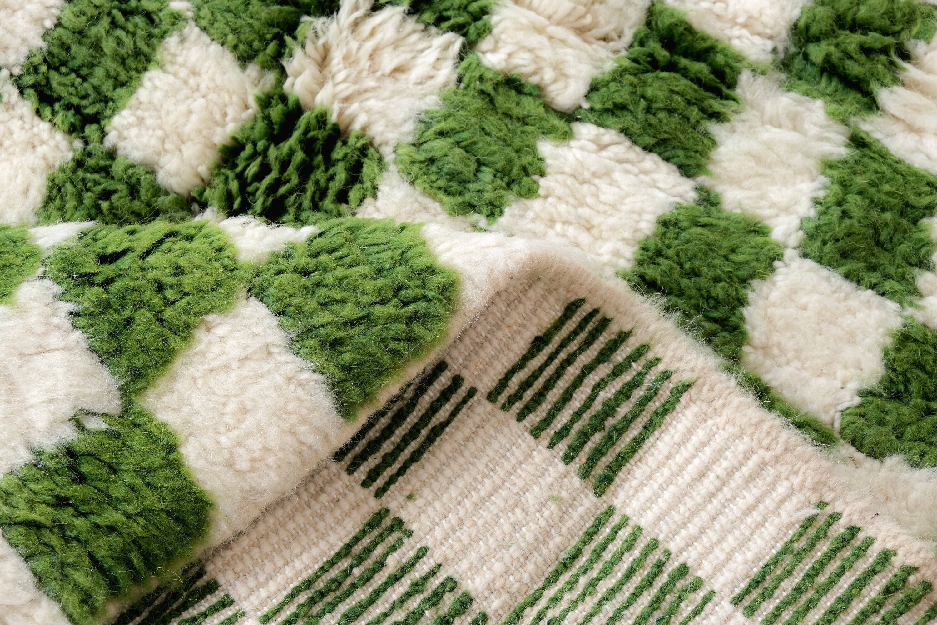 Moroccan Woven Treasures - Wholesale Area Rug - Green Checkered rug, Green Shag rug, Large Checkered rug9