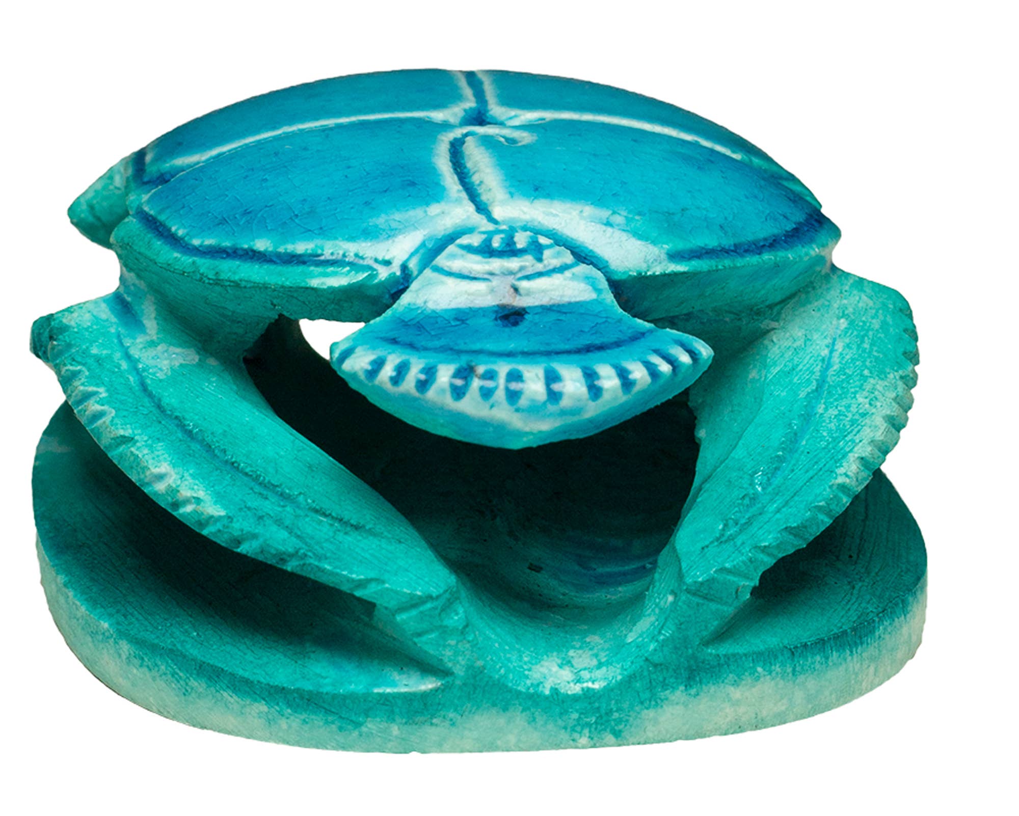 Discoveries, Inc. - Wholesale Decorative Figurine - Hand-carved Soapstone Egyptian Scarab Collectible Blue- 3.5"3