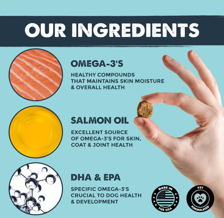 Mighty Paw – Großhandel Nahrungsergänzungsmittel für Haustiere – Hund – Omega-3 Lachsöl-Kaustreifen für Hunde2