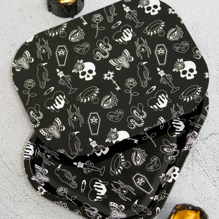 Canna Style - Wholesale Decorative Tray - MINI GOTH GIRL ROLLING TRAY AND LID SET