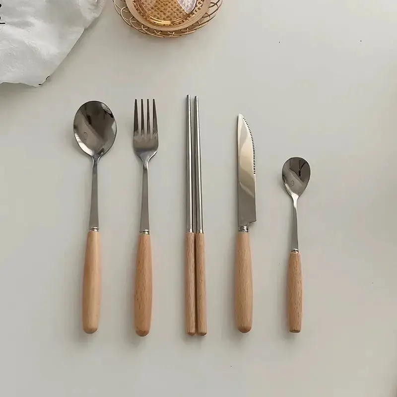 Otterware - Wholesale Cutlery set - Natural Wood Handle Stainless Steel Flatware Set9