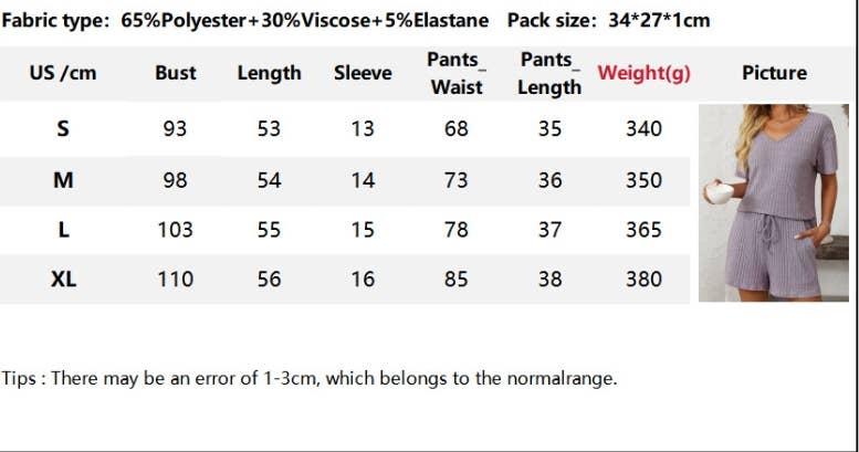 NINEXIS - Vente Ensemble de vêtements d'intérieur – femme - ENSEMBLE DE MAISON À MANCHES COURTES RAYÉ DE COULEUR UNIE CWSTB166316