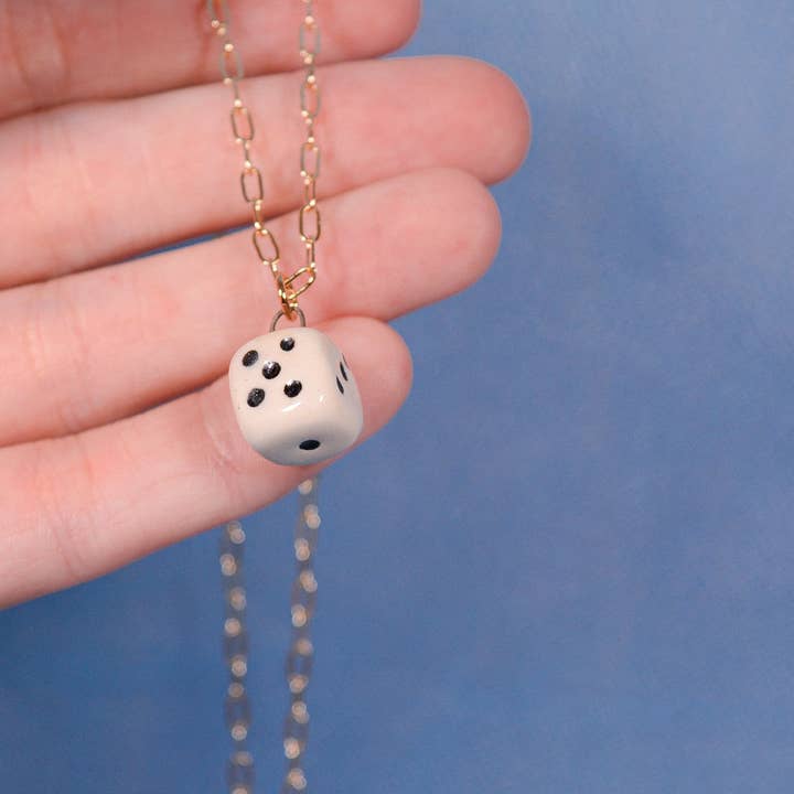 Juice Ceramics Handmade Pottery and Jewelry - Wholesale Pendant/Charm Necklace - Dice Ceramic Charm Pendant Necklace 2