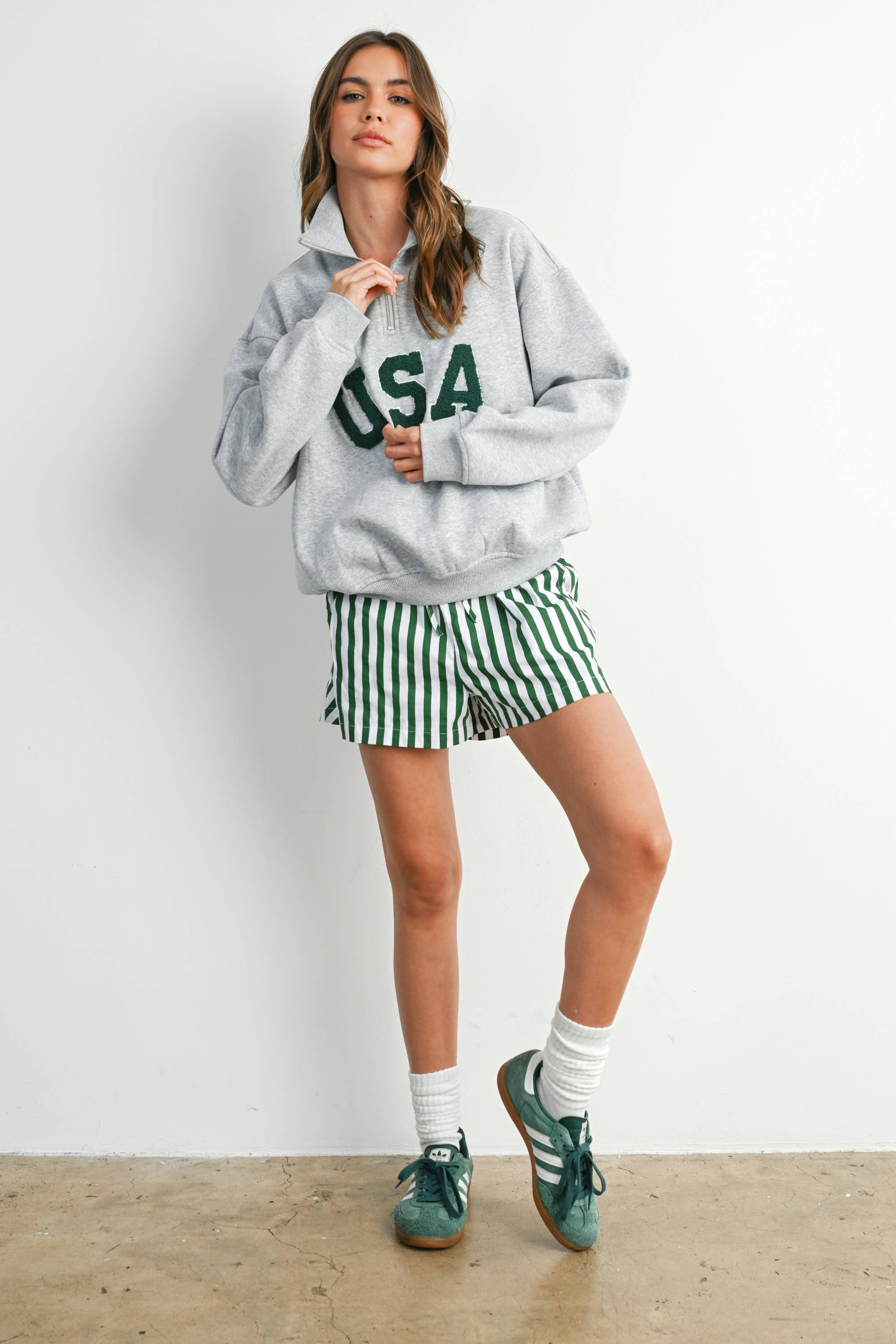 BUTTERMELON - Wholesale Sweatshirt - Women's - Quarter Zip Long Sleeve Top - BMT779515