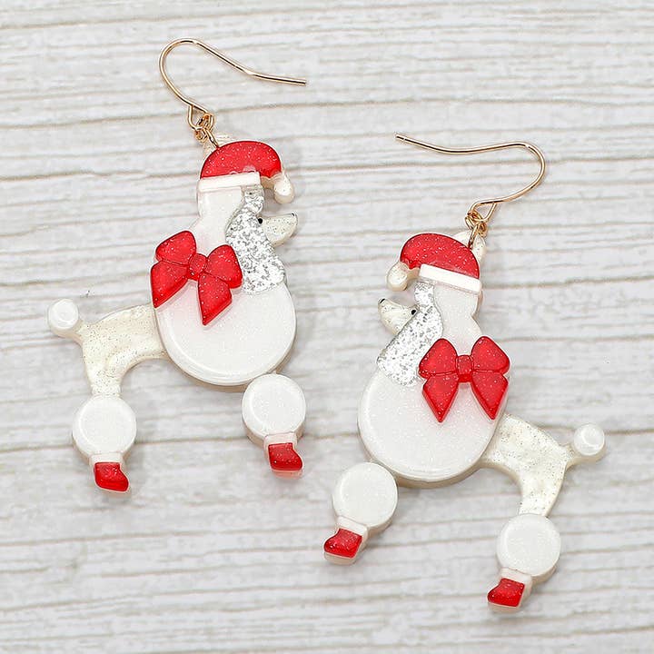 Sensibling Corp. - Wholesale Dangle Earrings - Holiday Bow Santa Hat Poodle Dog Dangle Earrings