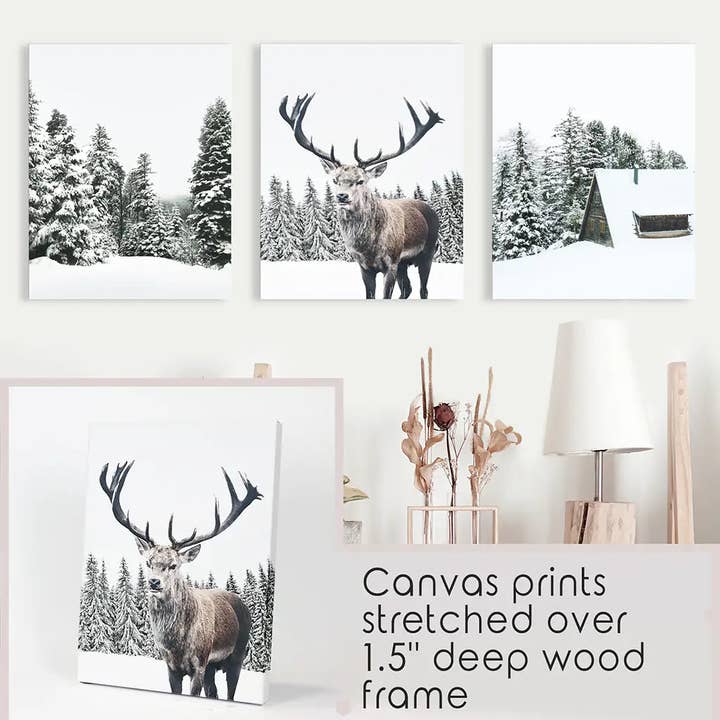 Art Lane - Wholesale Gallery Wall Set - Christmas Wall Art. Winter Forest, Log Cabin, Reindeer10