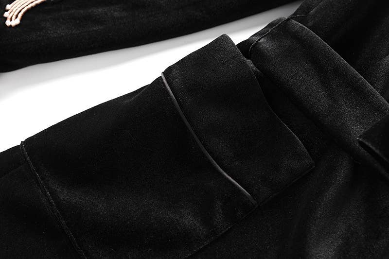 Productseeker – wholesale Kostymset – Dam – SET041 Kraftig pärlbyxa i sammet med breda ben13