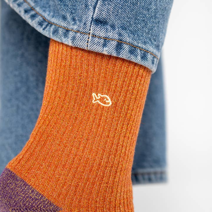 BILLYBELT - Wholesale Socks - Women's - Vintage Glitter Socks - Brick