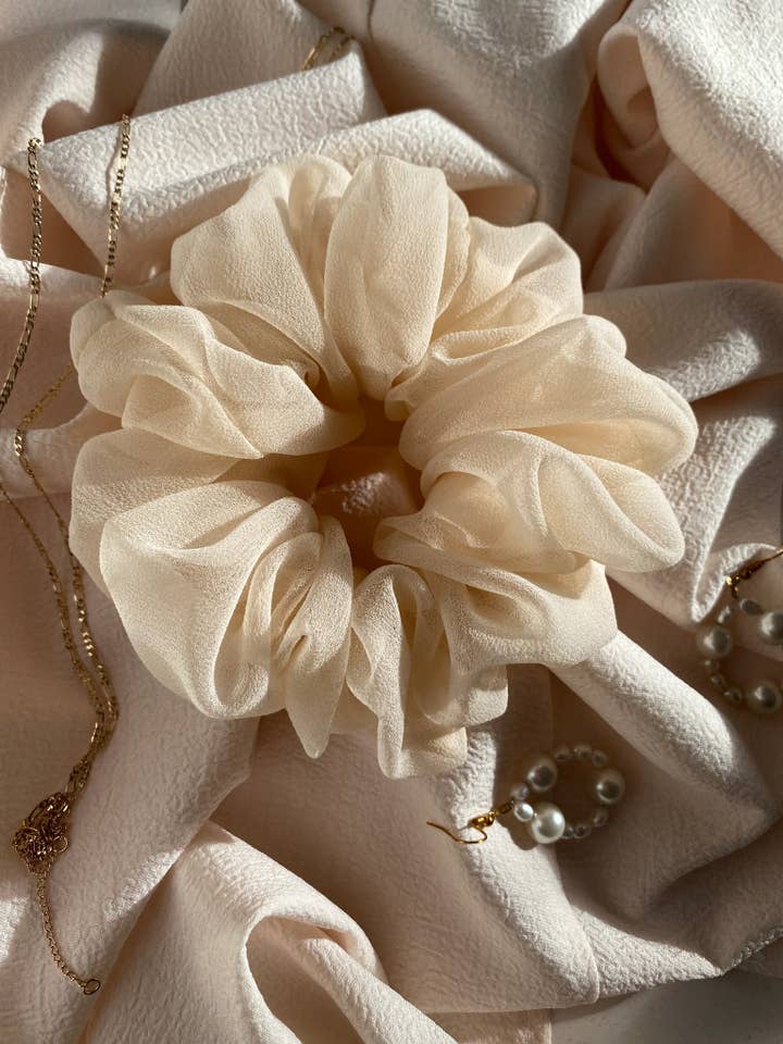 XL Nude Chiffon Scrunchie for wholesale by ByAmerjit