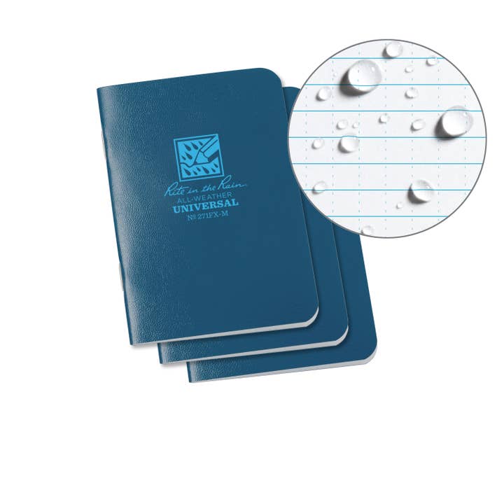 Rite in the Rain - Vente Cahiers - Carnet Rite in the Rain, 3,25" x 4,625" Couverture bleue 3 PK