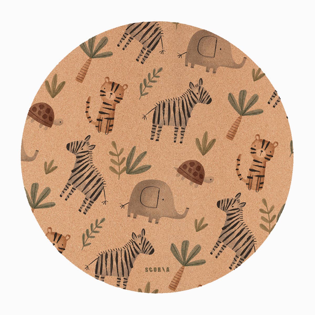 Scoria World Inc. - Wholesale Yoga Mat - Jungle Adventure Round Baby Cork Mat | Play, Yoga & Stretch 0