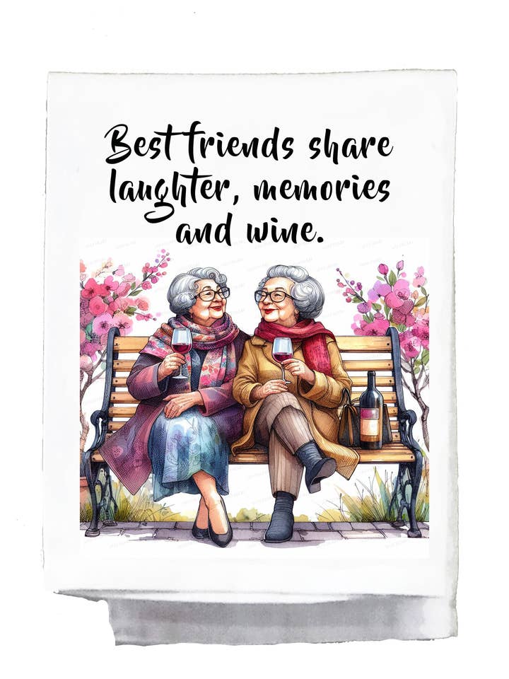 Sassy Oma, Theedoek, Beste vrienden delen gelach, herinneringen en wijn voor wholesale door Sassy Talkin
