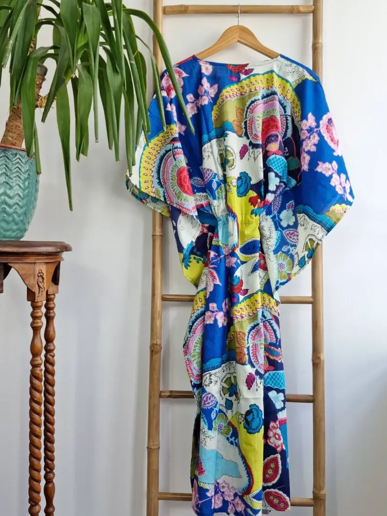 Essential Designs London – wholesale Kaftan – Women's – Pure Cotton Kaftan Long Dress In Vibrant Shade3