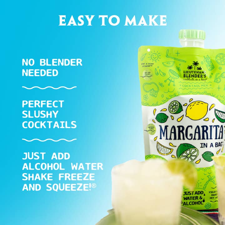 Lieutenant Blender's Cocktail Mixes - Wholesale Cocktail Mix/Syrup - Margarita in a Bag® Cocktail / Mocktail Slushie Mixer2