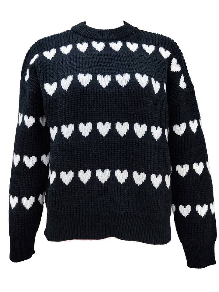 alberalkirk - Wholesale Knit Sweater - Women's - Love Jacquard Knit Sweater Women Beige Black N5A5791