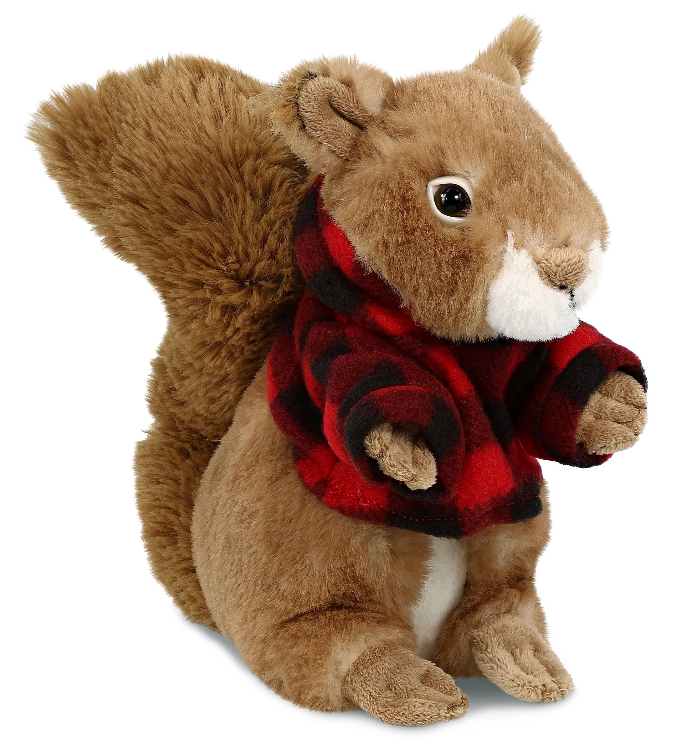 Cota Global - Wholesale Stuffed/Plush Toy - Kids & Baby - Plush Red Plaid Hoodie - Super Soft Plush - Squirrel
