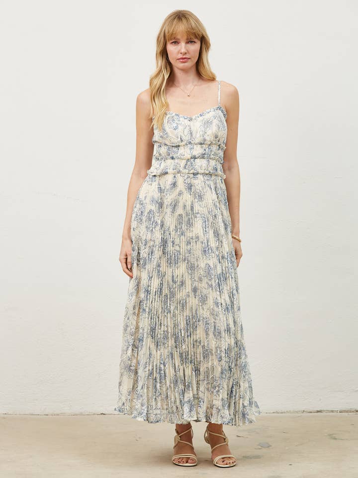 Robe plissée brodée Isabela pour la vente par Isla Maude