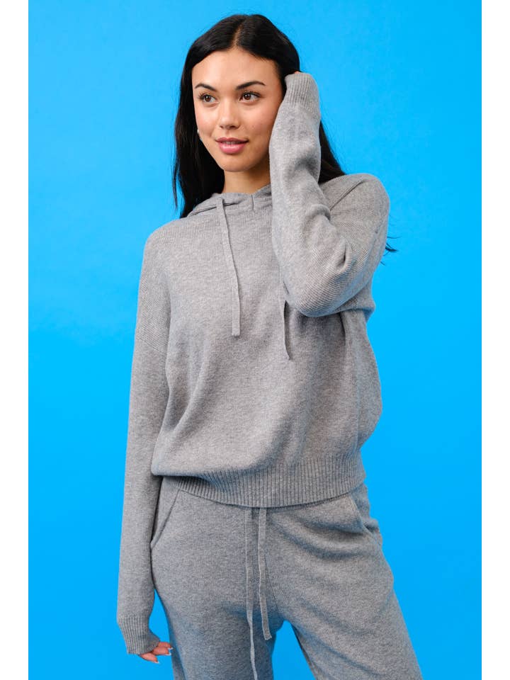 Brown CASHMERE HOODIE SWEATER S6297 for wholesale on Faire17