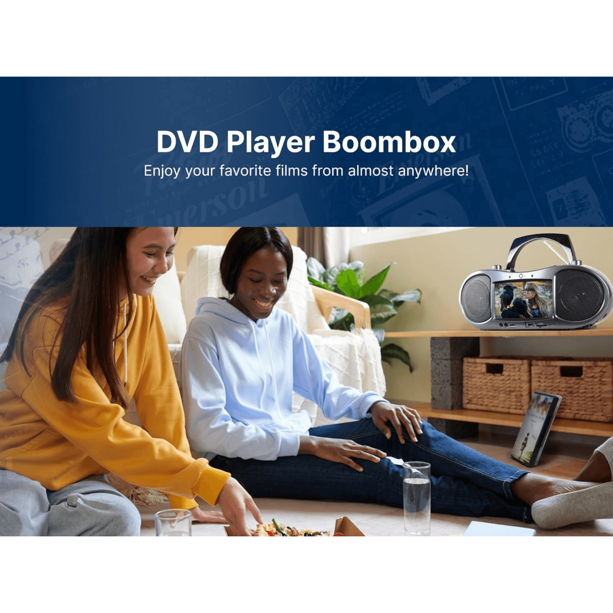 JupiterGear Home – wholesale Speakers – Emerson 7” Bluetooth DVD Boombox with AM/FM Radio10