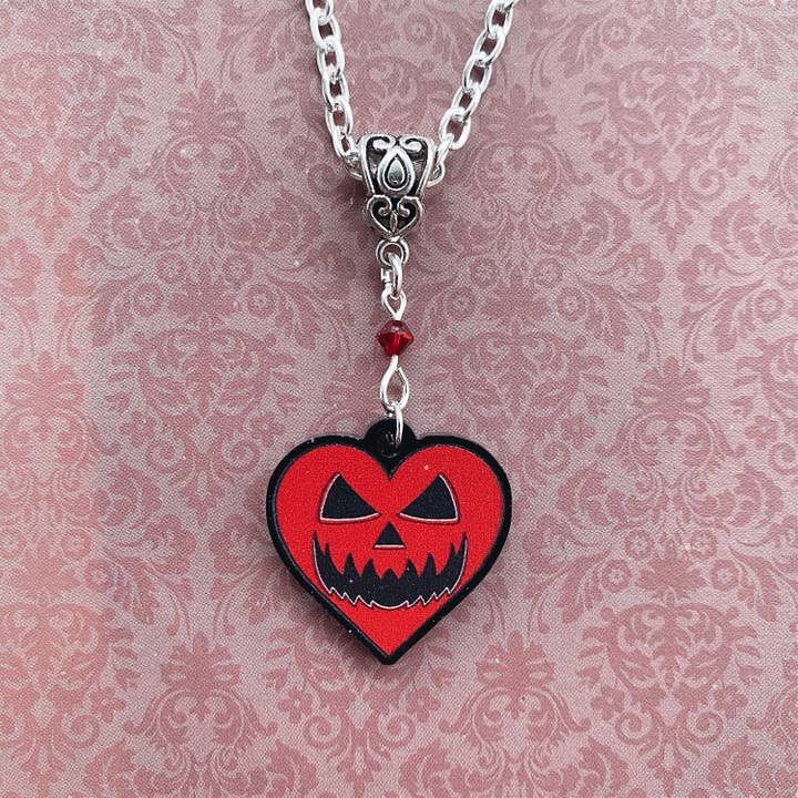 Collana con cuore di zucca | regalo gotico per la fidanzata per la vendita all'ingrosso da parte di Simply Gothic