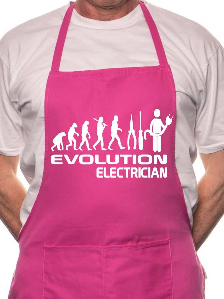 Evolution Of Electrician Sparky BBQ Cooking Apron for wholesale by Print4U