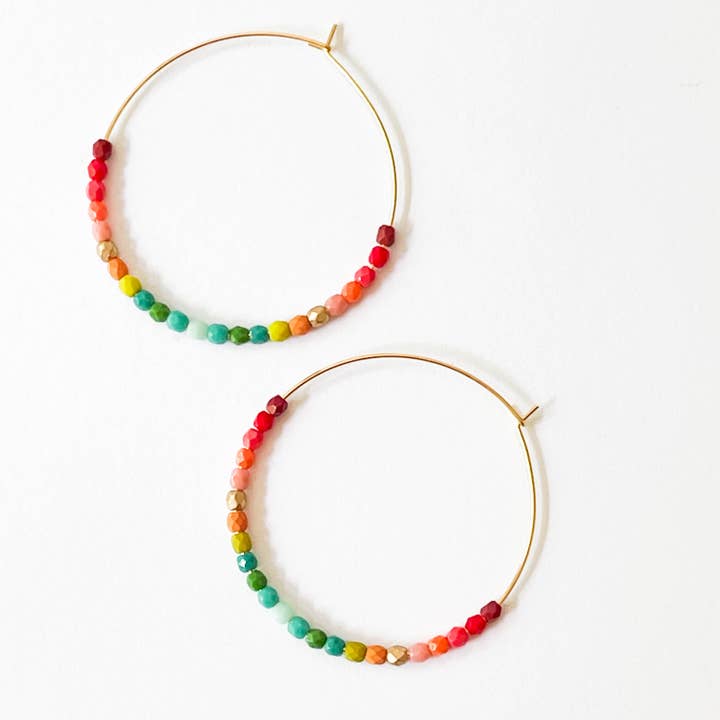 Nest Pretty Things - Wholesale Hoop Earrings - Large 14K Gold Filled Ombre Beaded Hoops2