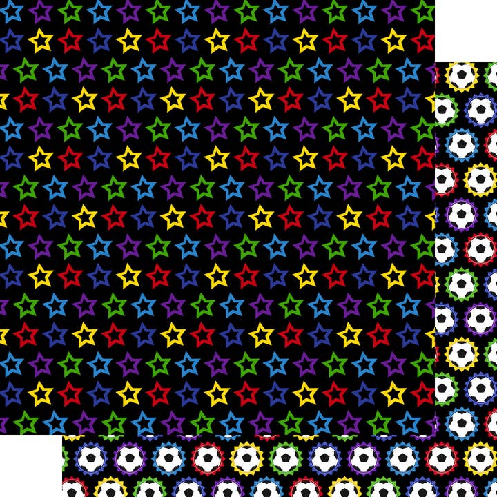 Soccer Season Collection Star Player 12 x 12 Double-Sided Scrapbook Paper by SSC Designs - 15 Pack for wholesale by SSC Wholesale
