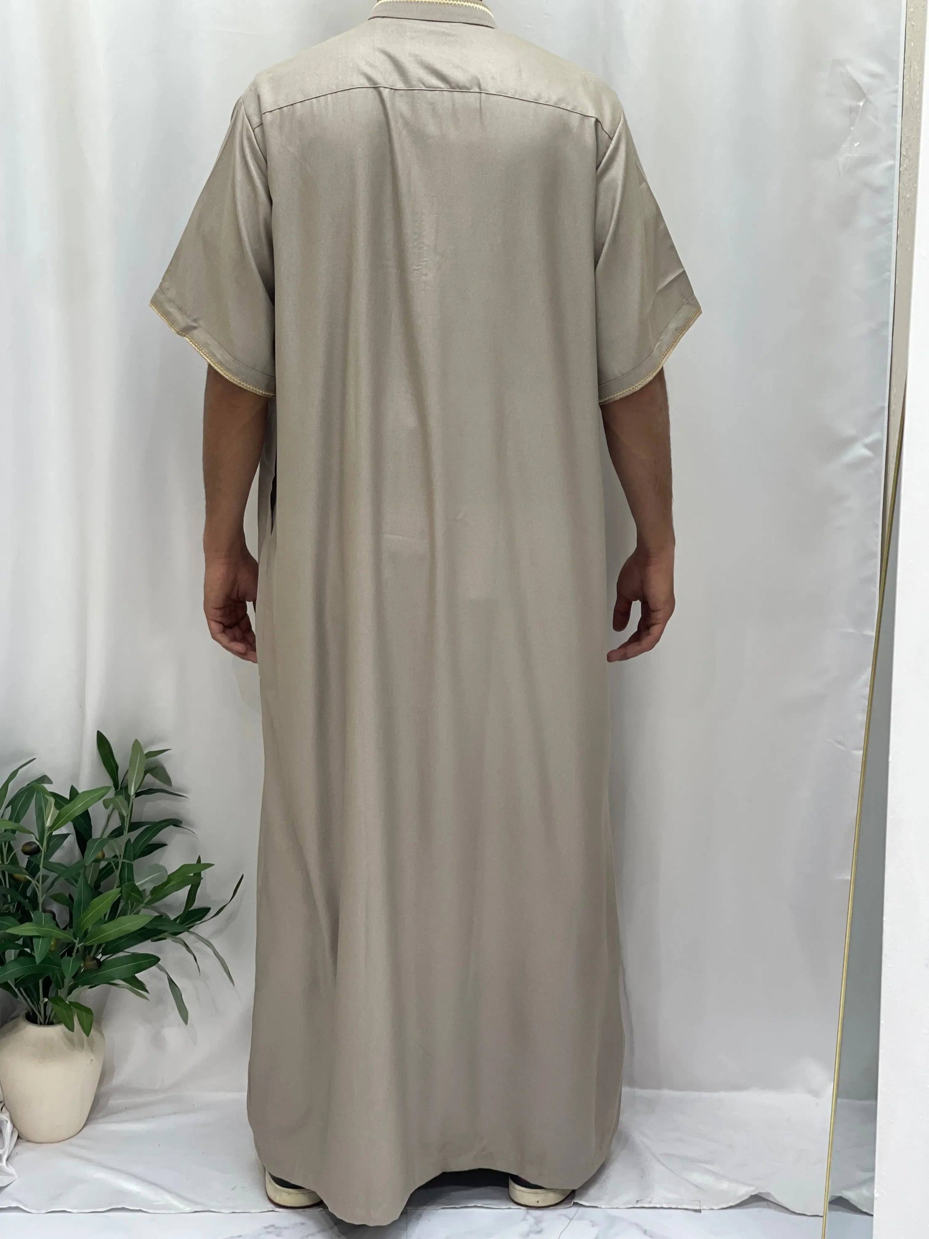 Palestinian Elegance - Wholesale  - Timeless Elegance: Men's Durable Kaftan Thobe with Gold Details30
