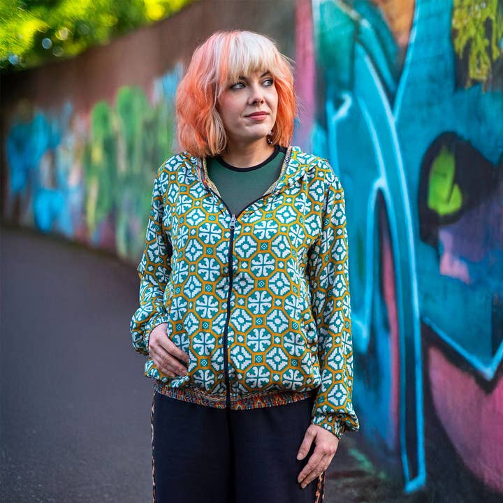 Reversible Recycled Sari Bomber Jacket for wholesale by Siesta