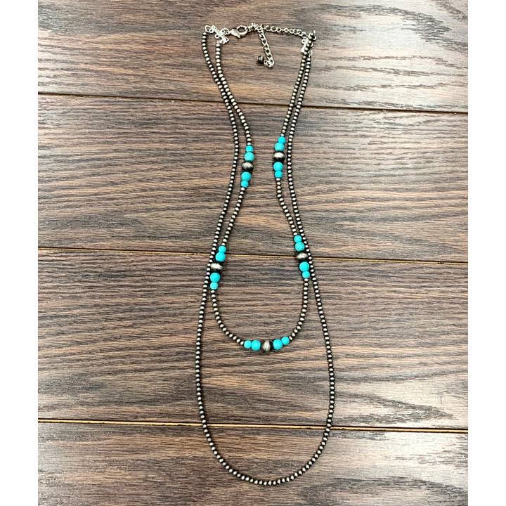 ISAC Trading Inc - Wholesale Beaded/Pearl Necklace - 734433, Handmade Navajo Synthetic Turquoise necklace