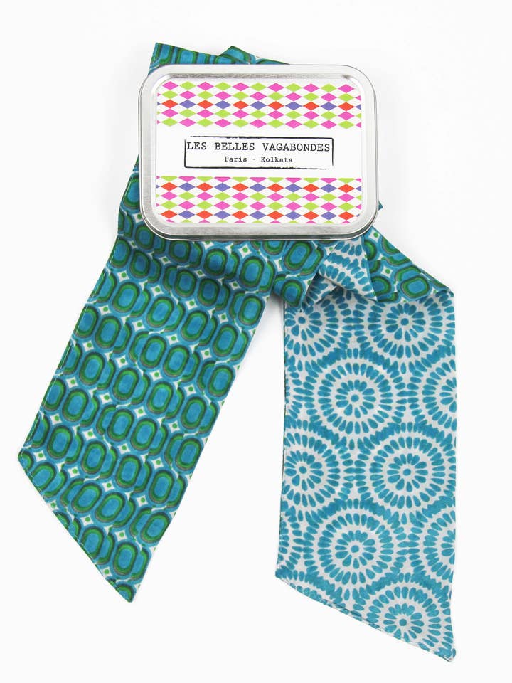 Peony Turquoise Headband for wholesale by Les Belles Vagabondes