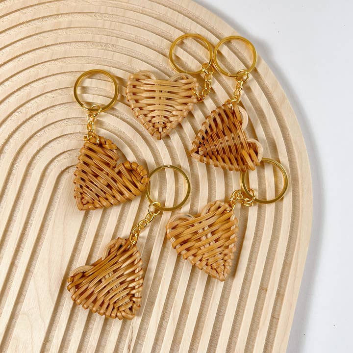 Meraki Handmade Collective - Wholesale Keychain - Women's - Rattan Heart Keychains0