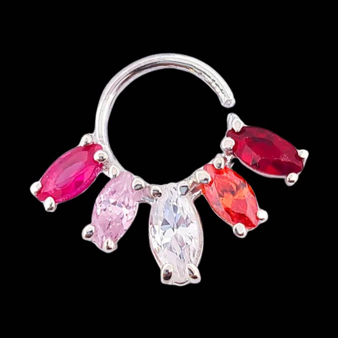 Piercing al setto nasale con bandiera dell'orgoglio lesbico Marquise per la vendita all'ingrosso da parte di Inchoo bijoux inc