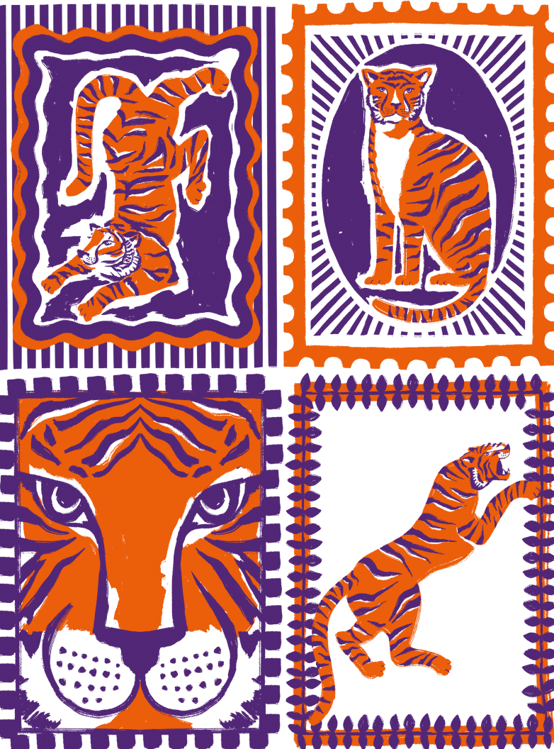 Briton Court - Wholesale Dress - Kids - Girls Maya Tiger Game Day Dress | Orange & Purple3