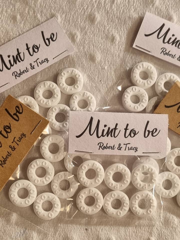 Recuerdo de boda « Mint to be » con dulce personalizado para venta al por mayor de Aka Designs