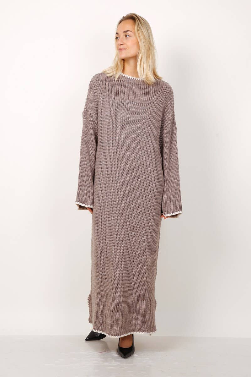 LORIANE - Wholesale Dress - Women's - 23185 long sweater dress with side slit one size 4