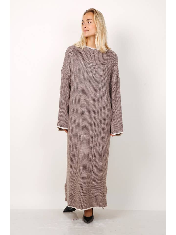 LORIANE - Wholesale Dress - Women's - 23185 long sweater dress with side slit one size 4