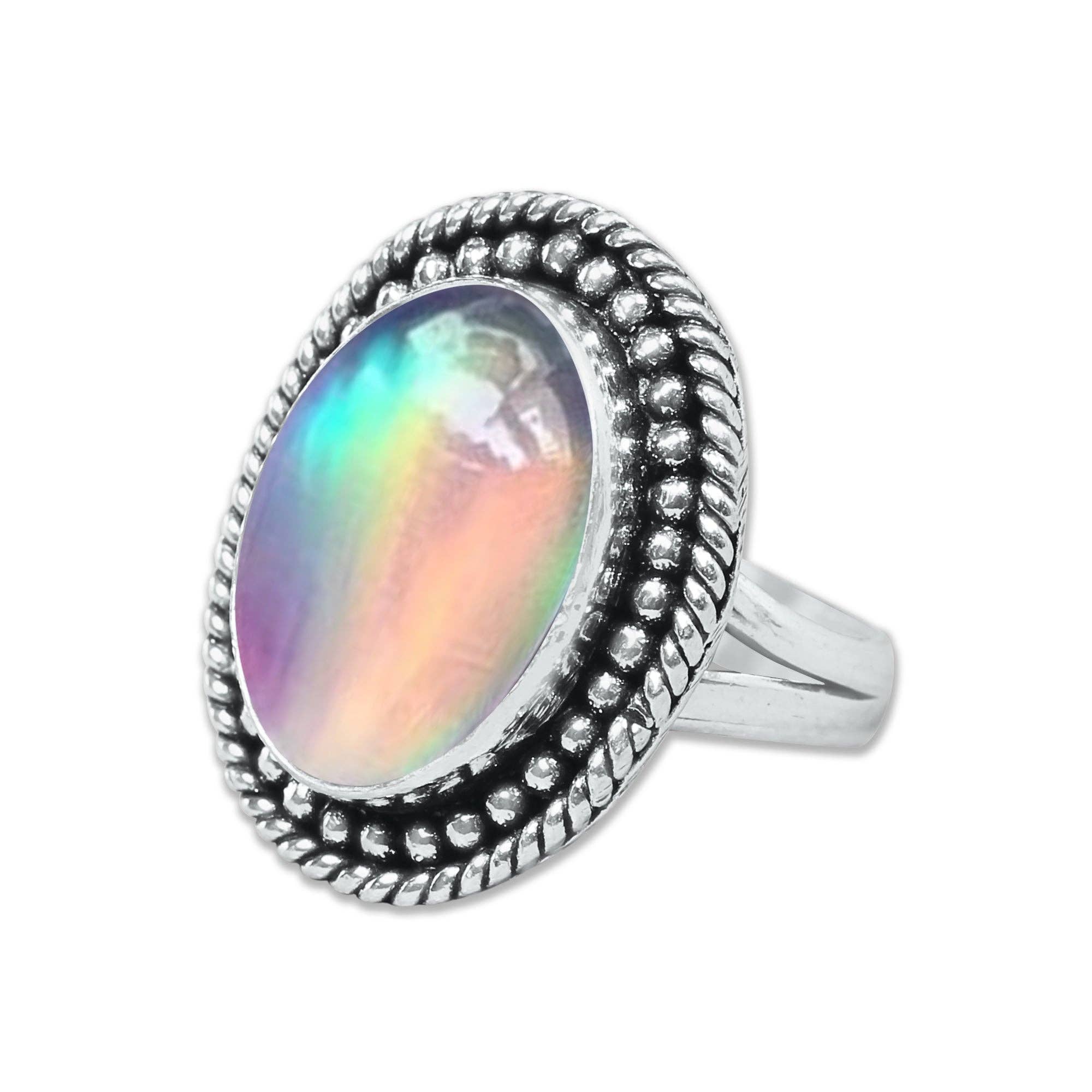Handmade Jewels – wholesale Cocktail/Statement Ring – Aurora Opalringar – handgjorda, silverpläterade med blandade boho-mönster (tillverkas på beställning)5