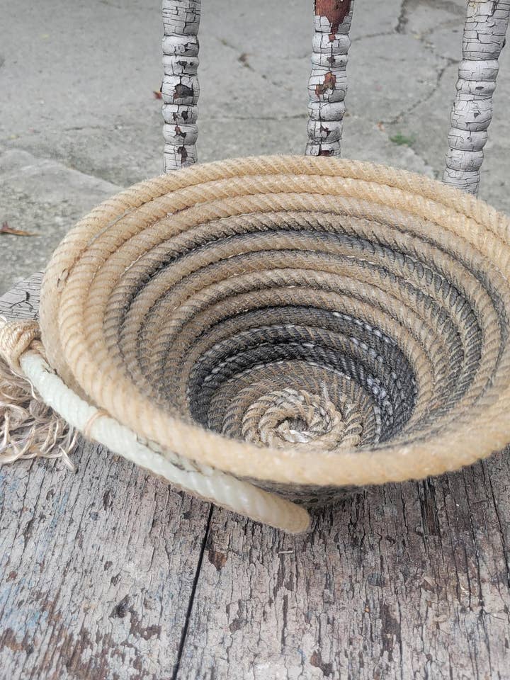 Handmade vintage lariat basket #4 for wholesale by The Broody Hen